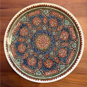 Handcrafted Turkish 12.5” Ceramic Plate. Vintage 1970’s. Only used as wall art.